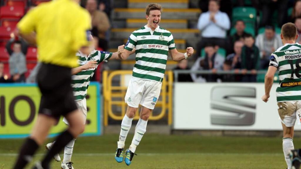 Ronan Finn scored the winning goal for Shamrock Rovers against Shelbourne lasy night. Photograph: Donall Farmer/Inpho