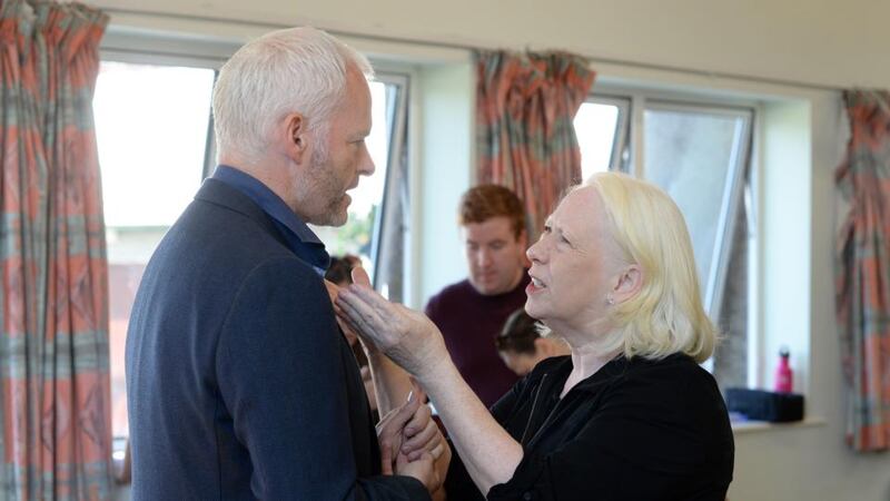 The Beauty Queen of Leenane: Martin McDonagh and Marie Mullen  during rehearsals for Druid’s new production of the play. Photograph: Eric Luke