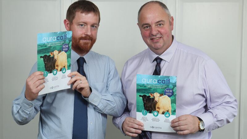 Pat Ward and John Cullen of Autranta which has developed a range of animal feed additives which boost the immune system, reduce the need for antibiotics, and significantly reduce mortality. Photograph: Conor McCabe
