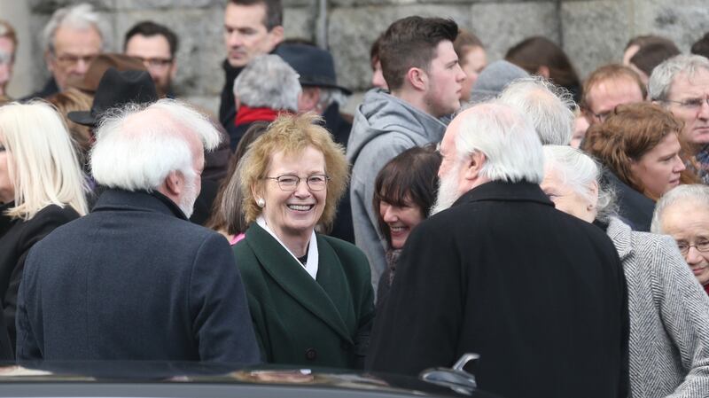 Former president Mary Robinson pictured at the funeral of Judge Donal Barrington at St. Patrick’s Church, Monkstown Co Dublin. Photograph: Stephen Collins/Collins Photos