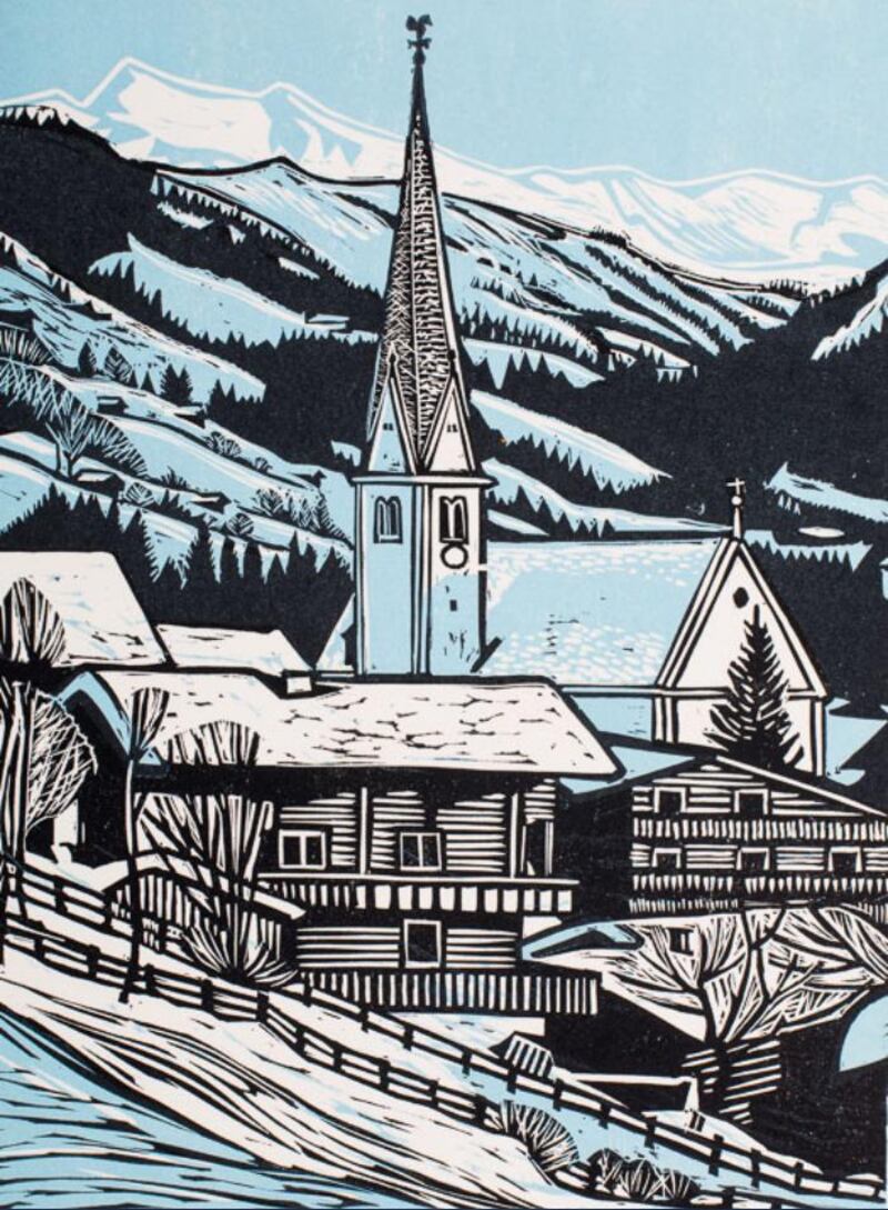 Inner Alpbach, Louise Leonard, linocut. Photograph: Graphic Studio Gallery
