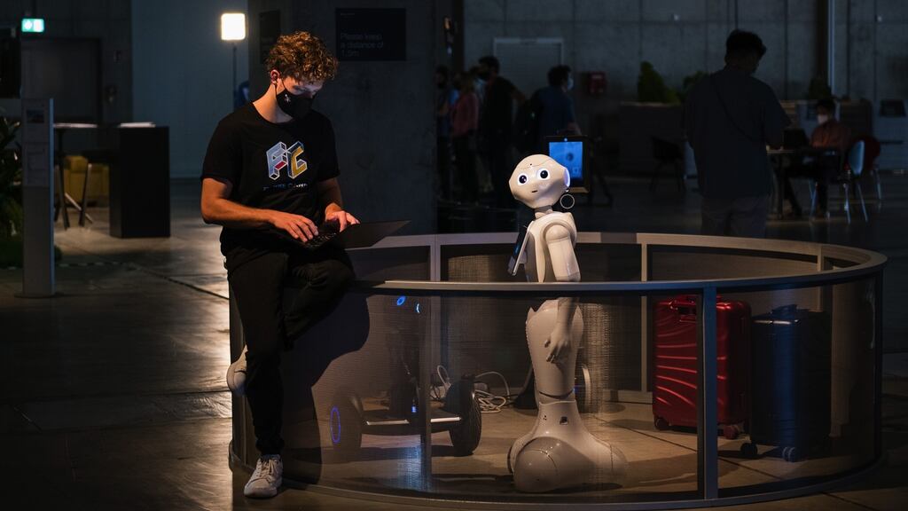 Softbank’s humanoid robot of the future. In Asia, shares in SoftBank fell as much a 4.4 per cent in morning trading.