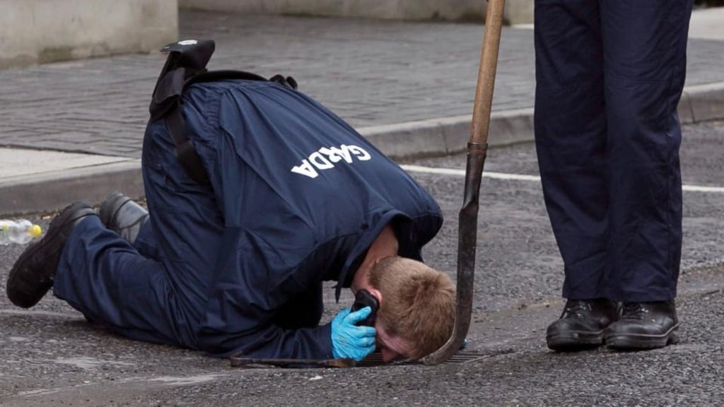 Members of the Garda near the scene where the scene where Dean Fitzpatrick was fatally stabbed in Northen Cross, Dublin. Photograph: Gareth Chaney Collins