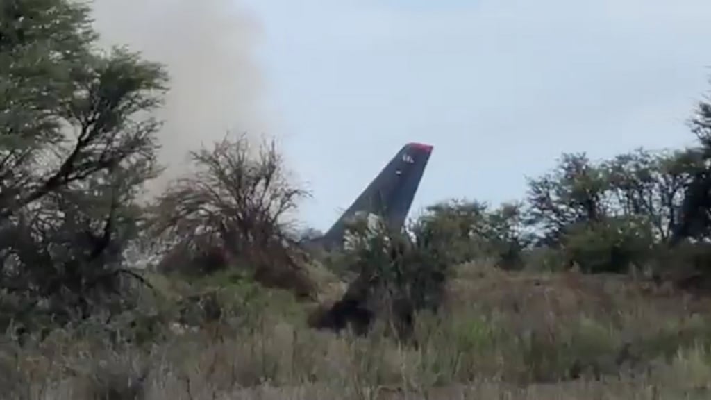 Smoke rises from an Aeromexico-operated Embraer passenger jet crashed in Mexico’s northern state of Durango, in this still image taken from a video obtained from social media. Photograph: Contacto Hoy/Reuters