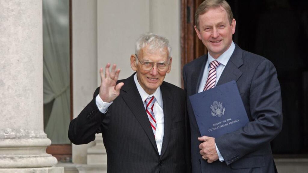 Taoiseach Enda Kenny and former American ambassador Dan Rooney. The US Senate is due to vote today on the appointment of Missouri lawyer Kevin F O’Malley as ambassador to Ireland. Photograph: Eric Luke /The Irish Times