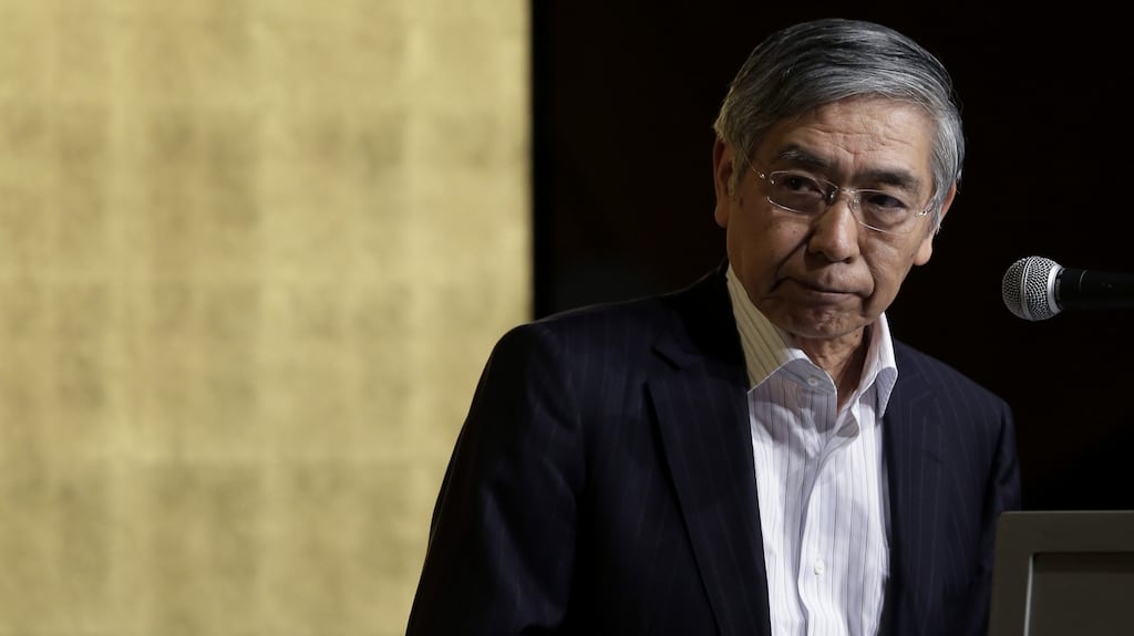 Haruhiko Kuroda, the governor of the Bank of Japan. He signalled that the Bank of Japan stands ready to ease monetary policy further. Photograph: Kiyoshi Ota/Bloomberg