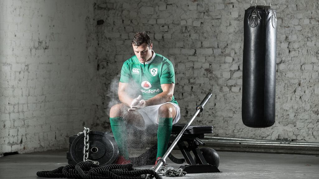 Robbie Henshaw is hopeful of recovering from injury and being fit to play with Ireland again for the historic meeting with the All Blacks at Soldier Field, Chicago, in November. Photograph: Dan Sheridan/Inpho.