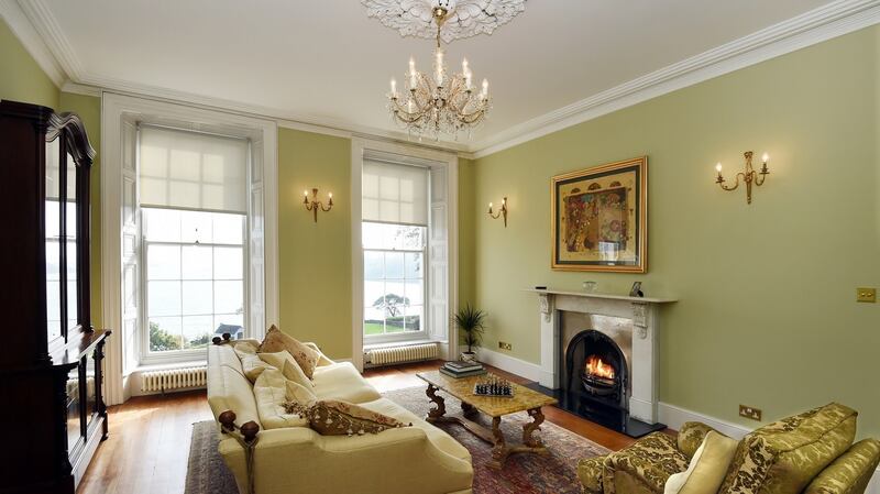 Stone Hall, fully refurbished eight-bedroom Georgian mansion overlooking Glandore Harbour, for sale with Charles McCarthy at a guide of €3.8 million