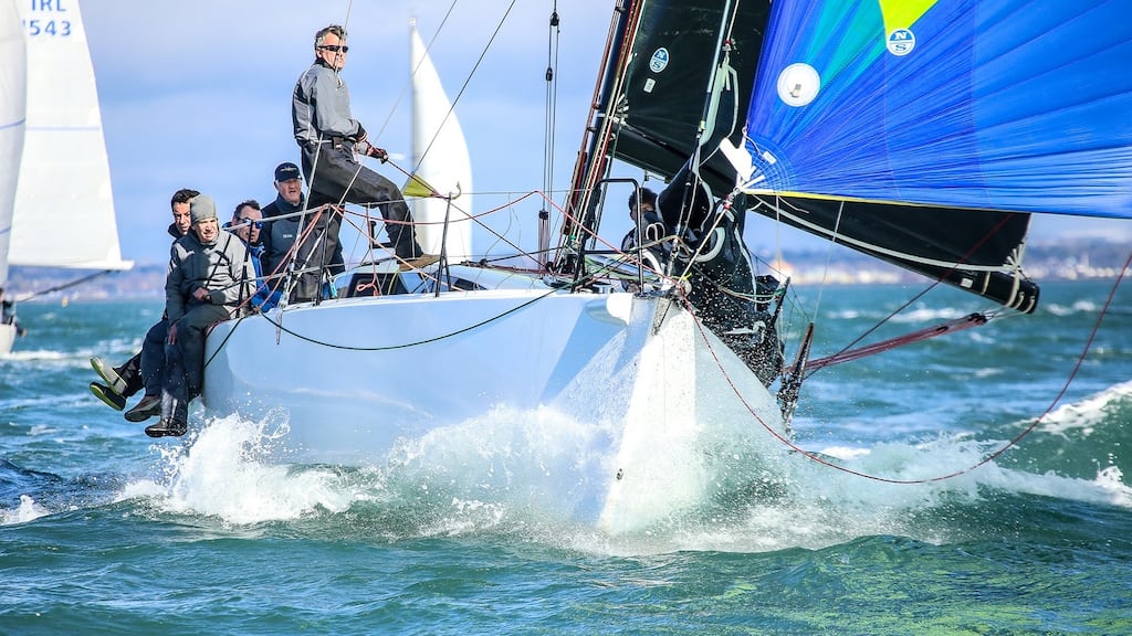 Also setting the pace is Paul O’Higgins in the French-built JPK10.80 Rockabill VI