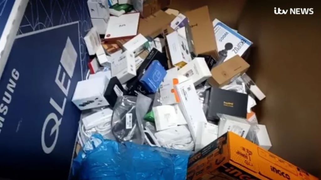 Amazon: many of the items being thrown away at its Dunfermline warehouse, in Scotland, were still in their packaging. Photograph: ITV News