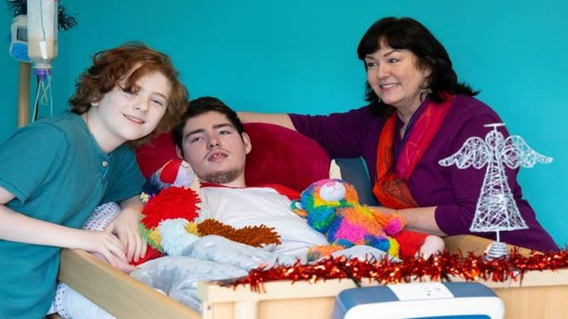 Brothers Declan and Brendan with their mother Tracy in 2020.