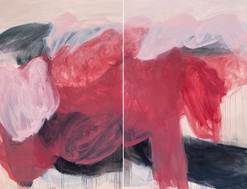 Diptych Raspberry Ripple by Leah Biggs at the Solomon Gallery