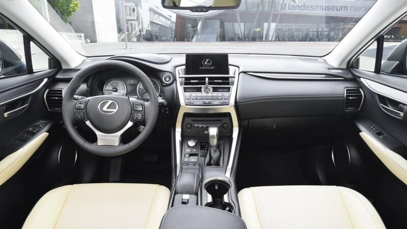 Lexus NX: Interior dominated by the high-set central console - still very in keeping with the quality of Lexus models to date