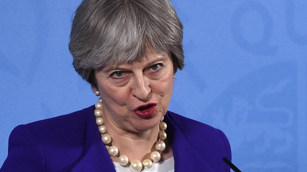 “Good-quality journalism ... is a huge force for good.” Theresa May gives a speech in Manchester on the future of newspapers, on Tuesday.  Photograph: Paul Ellis/Reuters
