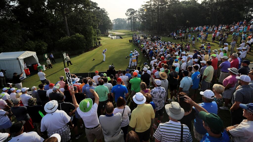 Henrik Stenson of Sweden plays his shot from the 10th tee during the first round of the the Players Championship at TPC Sawgrass in Ponte Vedra Beach, Florida. Photo: Mike Ehrmann/Getty Images