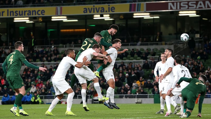 Derrick Williams scores the equaliser. Photograph: Tommy Dickson/Inpho