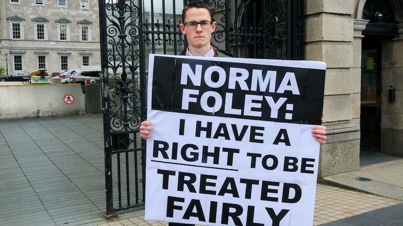 Elijah Burke during a protest for students not eligable for predicted grades at Leinster House in July 2020. He went on to win his calculated grades exclusion case. Photograph: Gareth Chaney/Collins