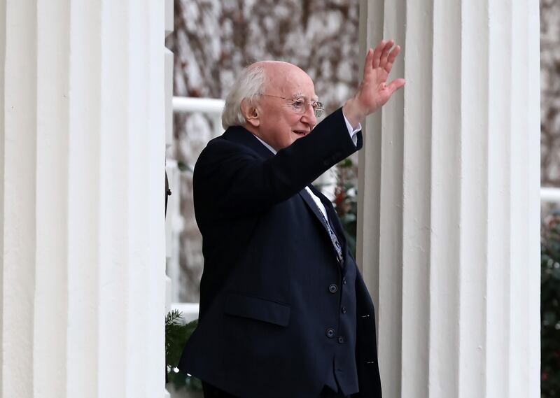 President outside Áras an Úachtaráin last year. File photograph: Colin Keegan/Collins