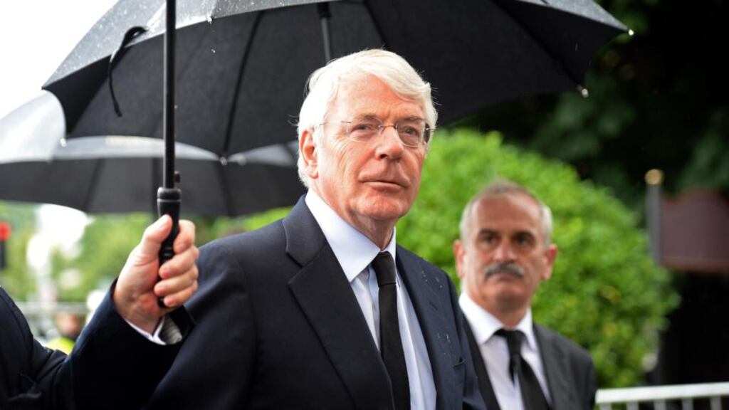 Former British prime minister Sir John Major at the funeral. Photograph: Eric Luke / The Irish Times
