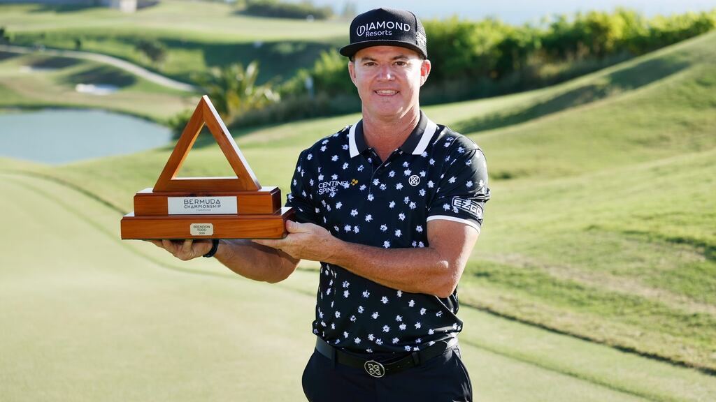 Brian Gay after winning the Bermuda Championship at Port Royal in Southampton, Bermuda. Photograph: Getty Images