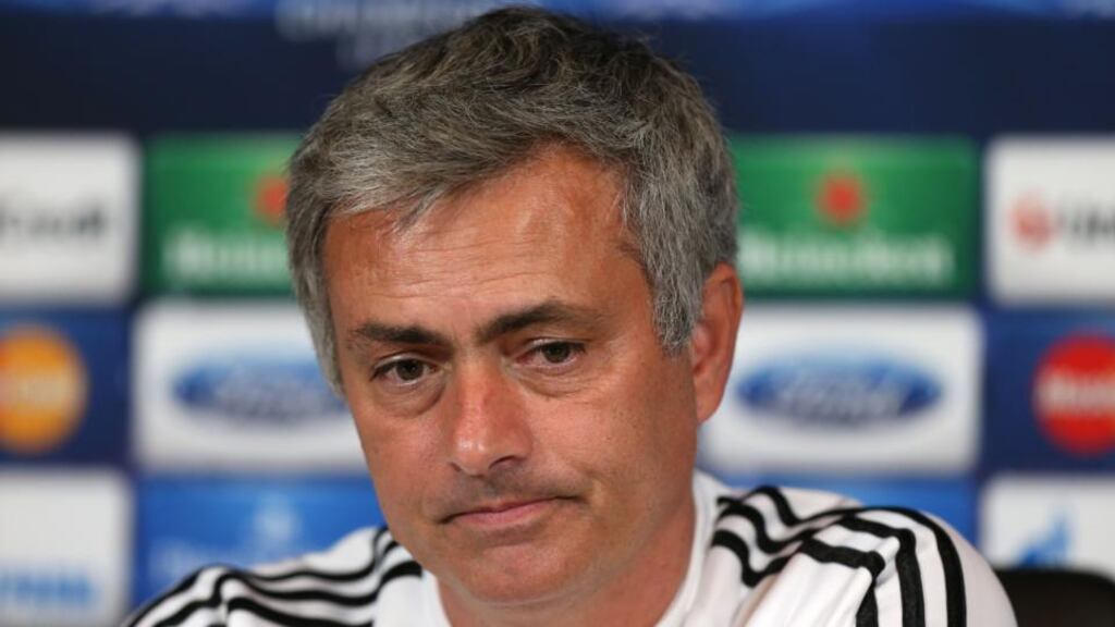 Chelsea’s manager Jose Mourinho during the press conference at Cobham Training Ground. Photograph: John Walton/PA Wire