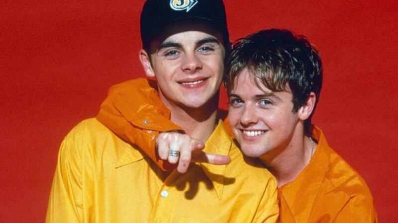 Ant (in yellow) and Dec as Byker Grove’s PJ and Duncan in 1996. Photograph: Rex