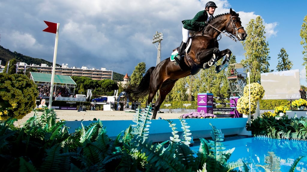 Ireland’s Darragh Kenny with Balou du Reventon in the Longines FEI Jumping Nations Cup Final in 2018. Photograph: Josep Lago/AFP via Getty Images