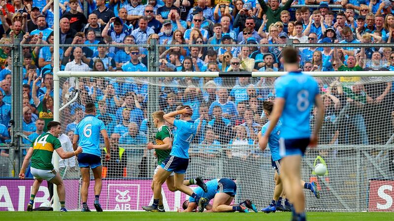 Kerry’s Killian Spillane scores a goal. Photo: Tommy Dickson/Inpho