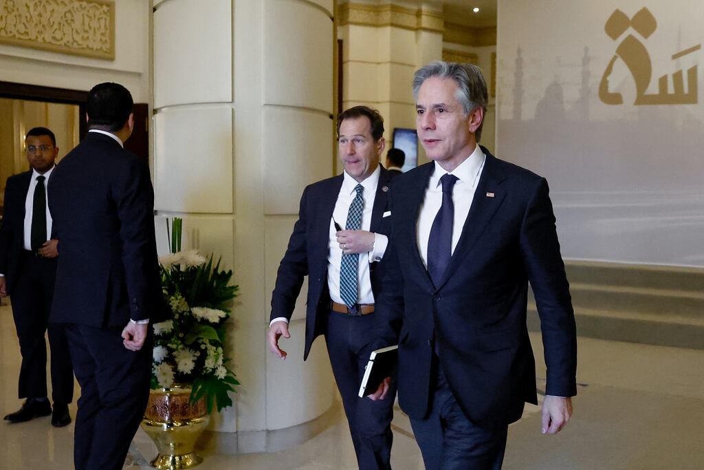 US secretary of state Antony Blinken in Cairo on Thursday, where he held talks about the Gaza crisis with Egypt's president Abdel Fattah al-Sisi. Photograph: Evelyn Hockstein/AFP via Getty Images