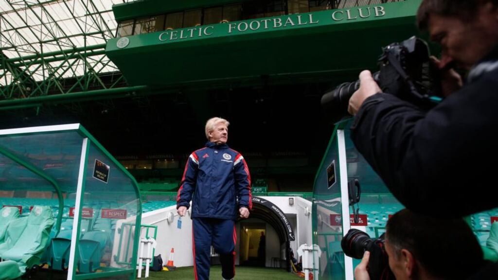 Scotland manager Gordon Strachan walks out at Celtic Park for a training session on Thursday. Photograph: Danny Lawson/PA