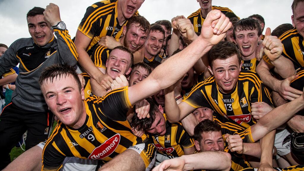 Kilkenny celebrate their victory over Wexford in the Bord Gais Energy Leinster Under-21 Hurling Final at Nowlan Park. Photograph: Tommy Dickson/Inpho