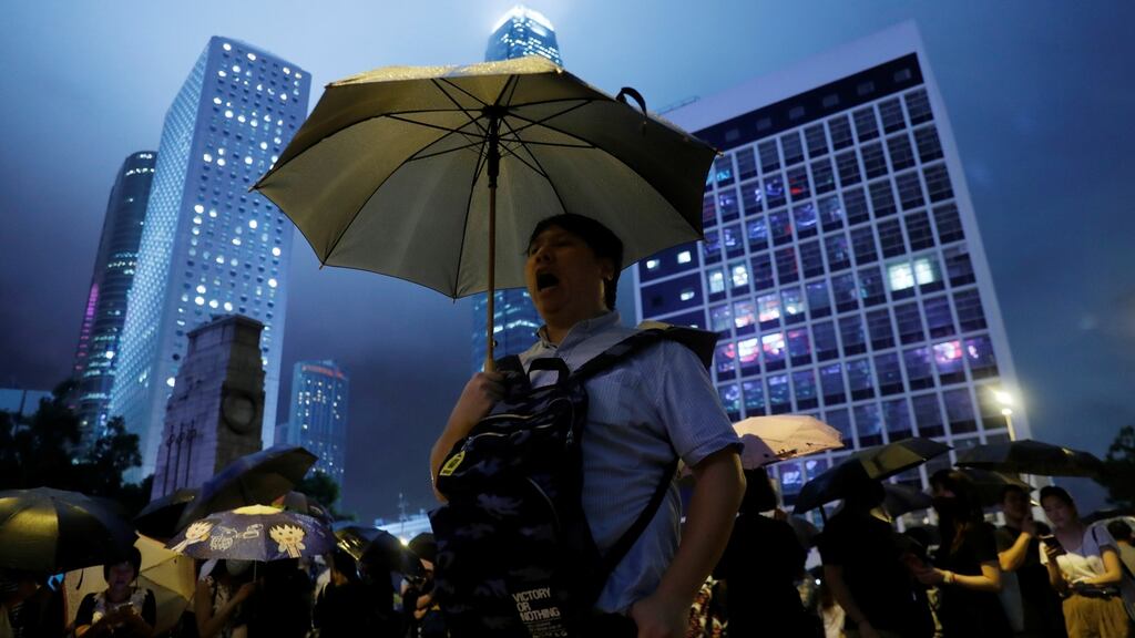 Civil servants attend a rally on Friday to support the anti-extradition Bill protest in Hong Kong. Photograph: Kim Kyung-Hoon/Reuters