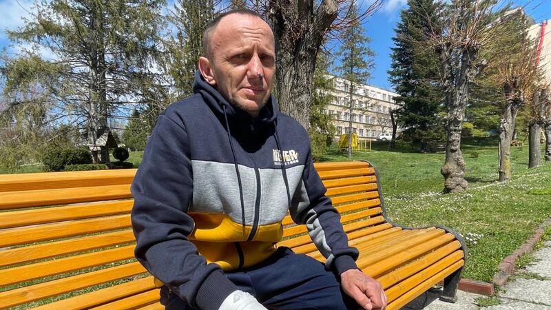 An injured soldier from western Ukraine who goes by the nom de guerre Lapat: ‘We know what we’re fighting for, while they’re just sending people here to kill for no reason.’ Photograph: Daniel McLaughlin