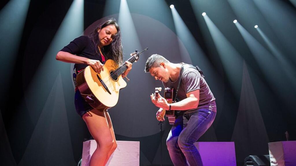 Guitar stars: Gabriela Quintero and Rodrigo Sanchez. Photograph: Rick Kern/Getty Images