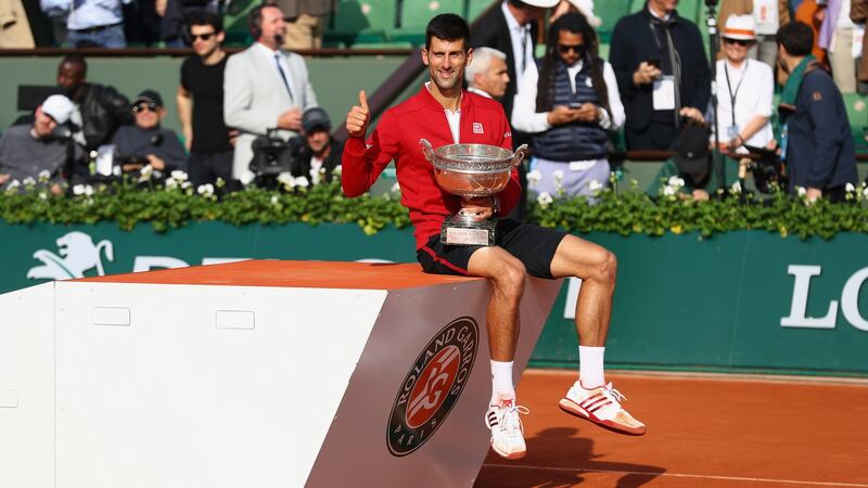 Novak Djokovic celebrates his sole French Open success in 2016. Photograph: Julian Finney/Getty