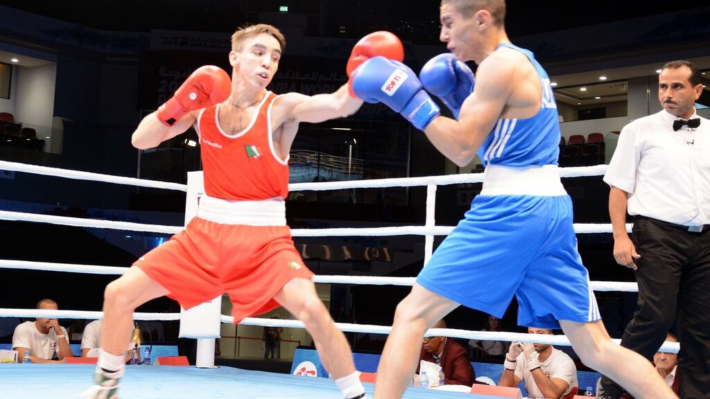 Michael Conlan defeated Tayfur Aliyev pf Azerbaijan to guarentee at least World Championship bronze in Doha. Photo: Francis Myers/Inpho