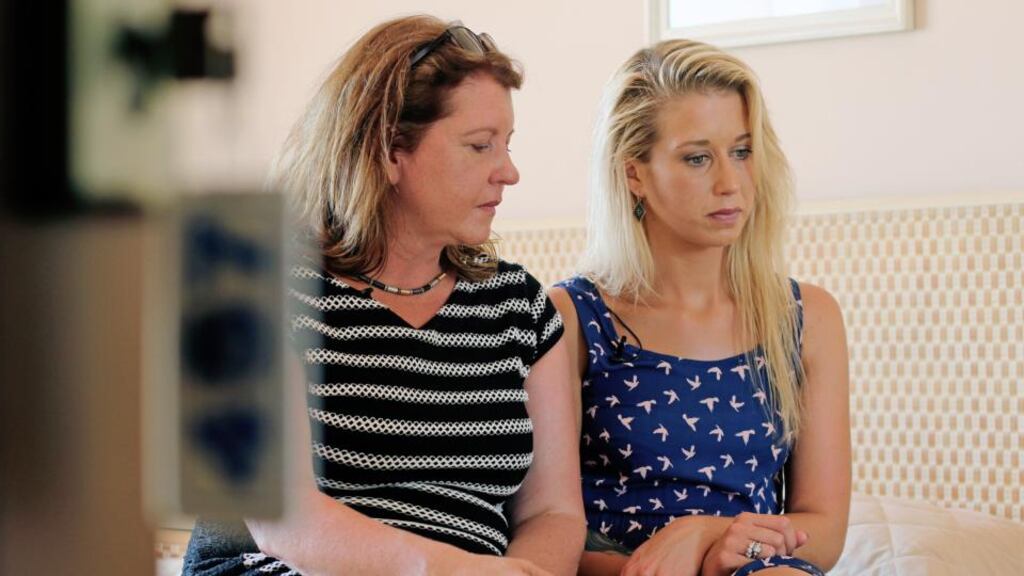 Left behind: Caroline Dwyer and her daughter Aisling in room 457 of Hotel las Americas, in Santa Cruz. Photograph: Julien Behal/Phoenix Films