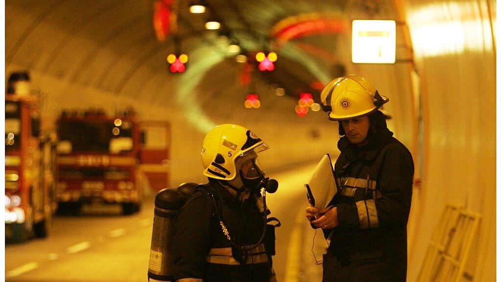 Members of the Dublin Fire Brigade undergoing training in the Dublin Port Tunnel in advance of its opening to traffic. File photograph: Alan Betson