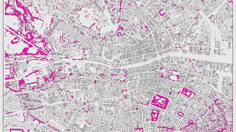 Map of green areas in Dublin city