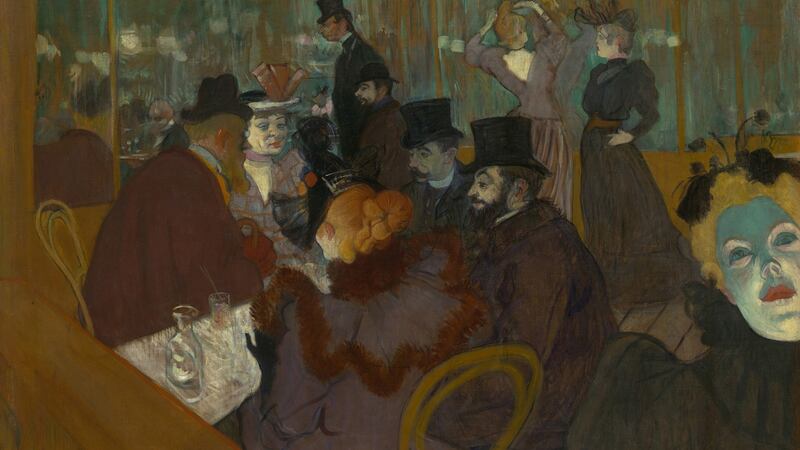 Toulouse-Lautrec’s Au Moulin Rouge, (1892-1895), at The Art Institute of Chicago.