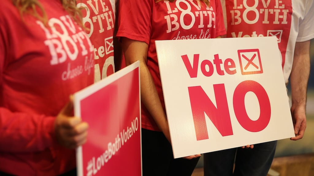Campaigners at the launch of the LoveBoth ‘Vote No’ campaign on April 18th. Photograph: Brian Lawless/PA Wire