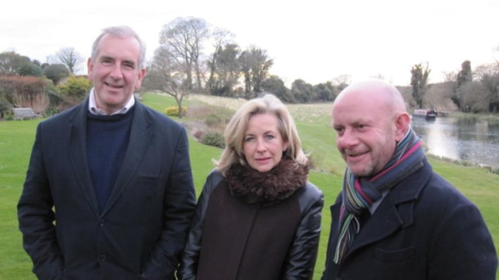 Gill Hornby with her brother Nick (right) and husband Richard Harris