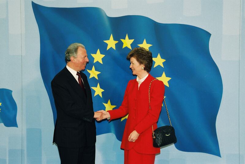 President Mary Robinson meets European Commission president Jacques Santer in 1995. Photograph: European Commission