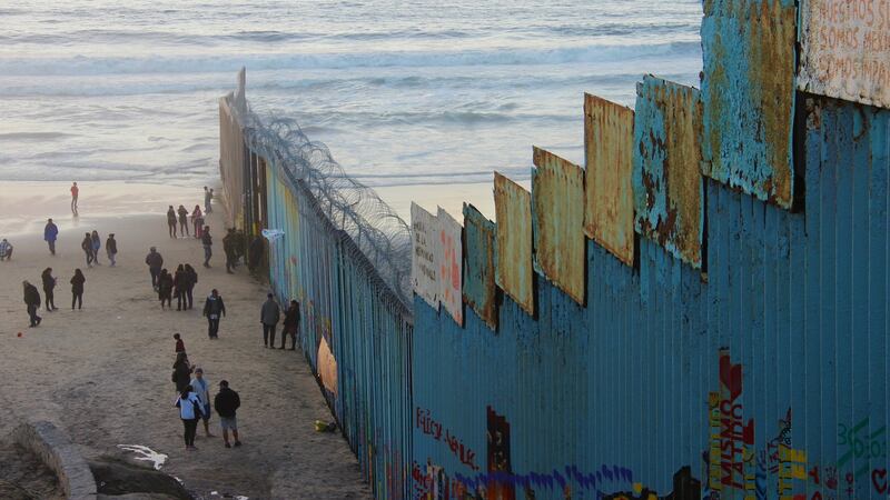 The US-Mexican border at the Pacific Ocean in Tijuana. Photograph: Stephen Starr