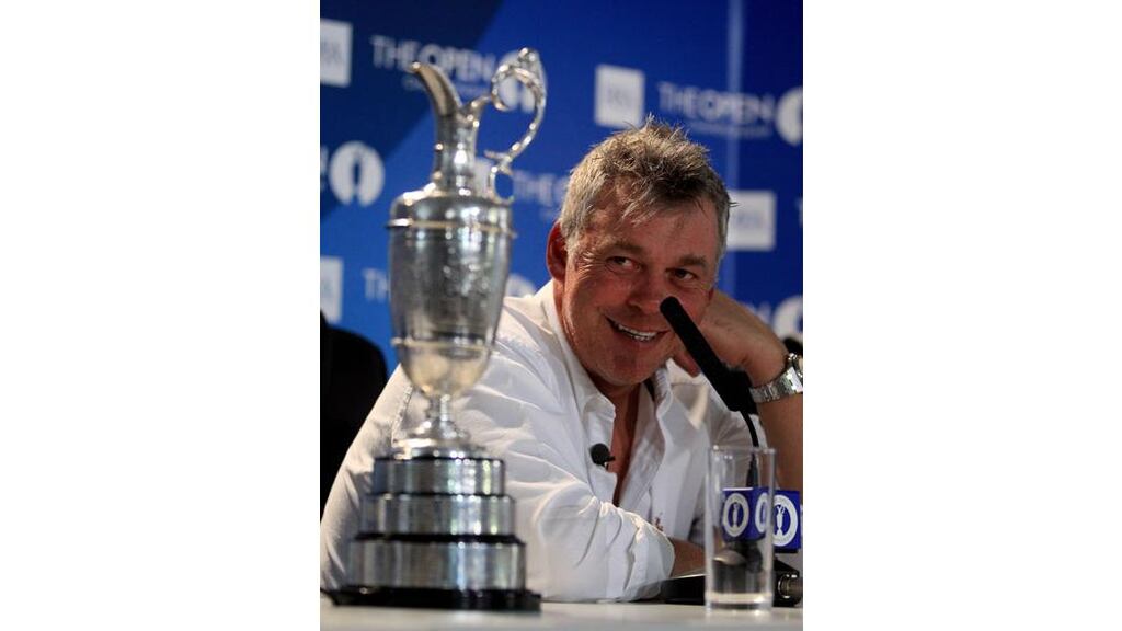 Open winner 2011 Darren Clarke admires the Claret Jug the morning after the night before at Royal St. George's. - (Photograph: Streeter Lecka/Getty Images)