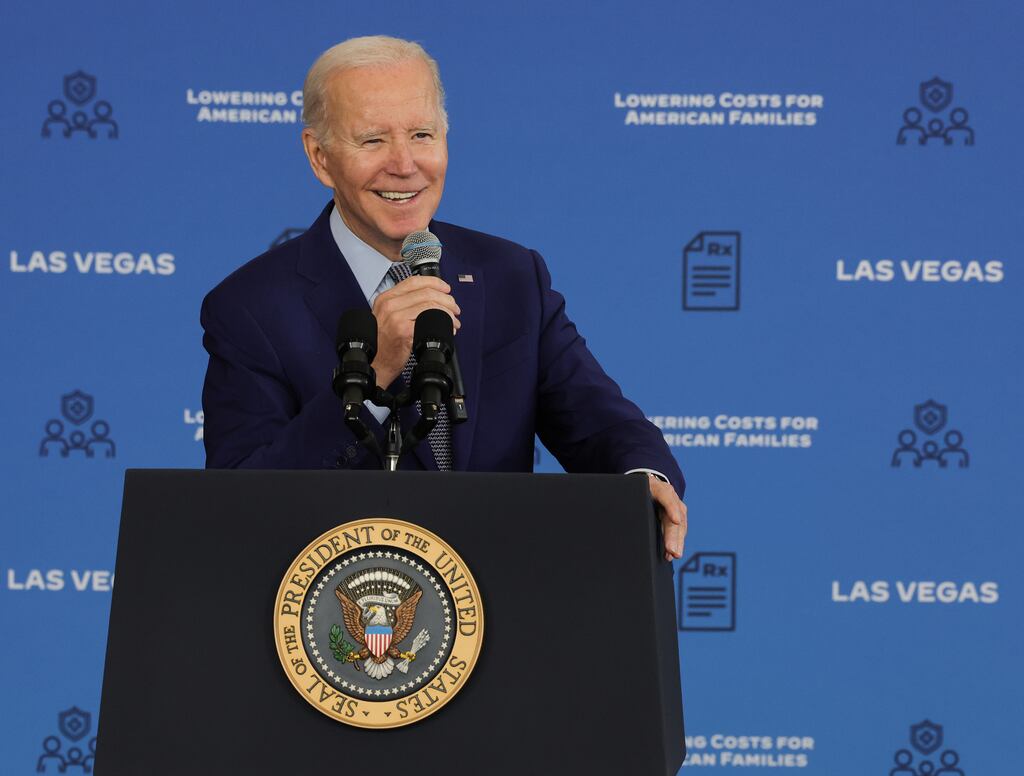 US president Joe Biden: In his recent state-of-the-union address, he pointed to job growth and falling inflation, and rightly claimed credit for legislative victories to curb the price of prescription drugs, rebuild infrastructure and take decisive action on climate change. Photograph: Ethan Miller/Getty