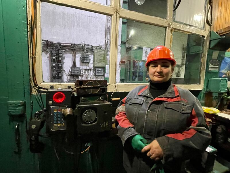 Ovsanna operates a lift that takes miners some 800m underground to the coal face beneath Pokrovsk. Photograph: Daniel McLaughlin