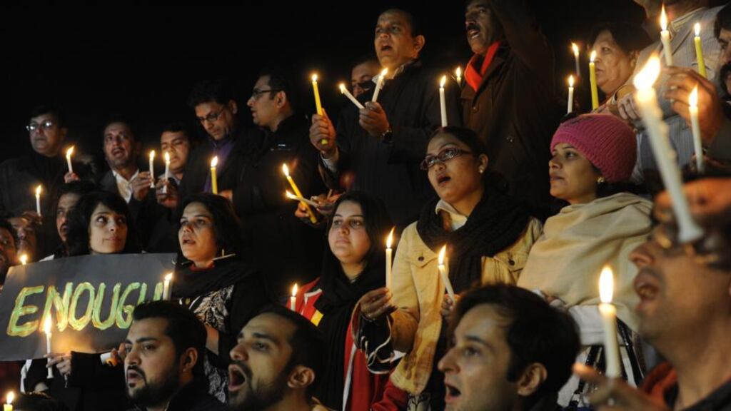 Prayers for the victims of the Peshawar school attack during a memorial ceremony in Islamabad Pakistan, 16th December 2014. Photograph: EPA/T. Mughal