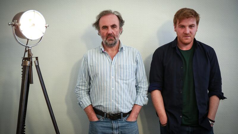 Lorcan Cranitch (right) and playwright Rory Gleeson. Gleeson’s new play ‘Blood in the Dirt’ will premiere at The New Theatre, Temple Bar, starring Lorcan Cranitch.Photograph by Crispin Rodwell for the Irish Times