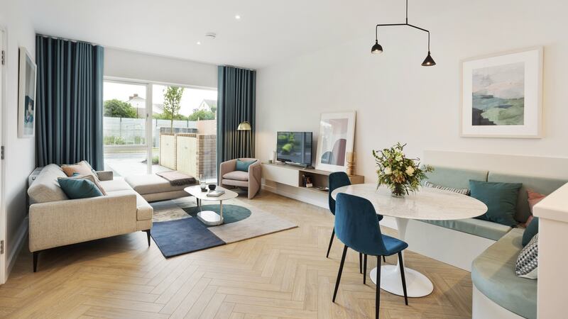 The living room in the two-bed